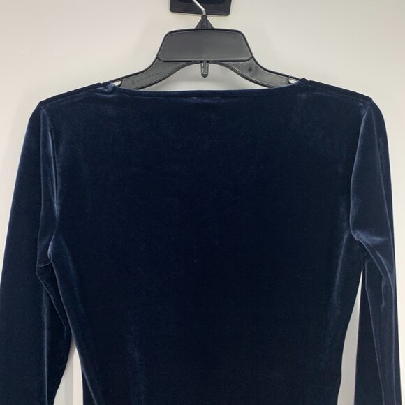 J.Crew/Jeans Bodysuit Blue Velvet Scoopneck Long Sleeve - Picture 8 of 10